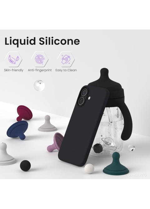IP17 Liquid Silicone Magnetic Shockproof Phone Case | Soft-Touch Feel · Slim Fit · Multiple Colors Available-Black