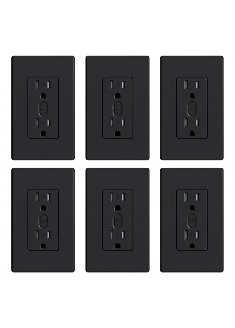 Smart Wall socket, 2.4GHz Wi-Fi smart socket compatible,6 Pack（black）