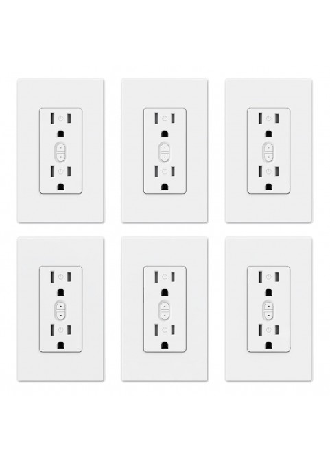 Smart Wall socket, 2.4GHz Wi-Fi smart socket compatible,6 Pack（white ）